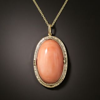 Estate Oval Coral Pendant - 3