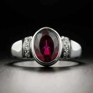 Estate Oval-Cut Red Tourmaline and Diamond Ring - 2