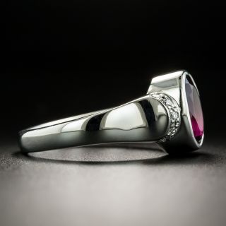Estate Oval-Cut Red Tourmaline and Diamond Ring