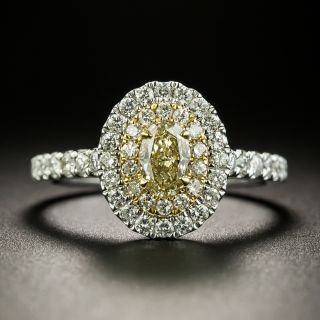 Estate Oval Diamond Double Halo Ring - 3