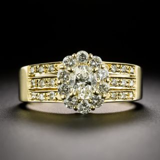 Estate Oval Diamond Halo Ring  - 3