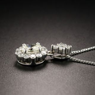 Estate Oval Diamond Platinum Drop Necklace