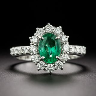 Estate Oval Emerald and Diamond Halo Ring - GIA - 3