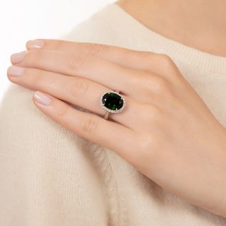 Estate Oval Tourmaline and Diamond Halo Ring