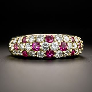 Estate Pavé Diamond And Ruby Ring - 3