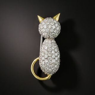 Estate Pavé Diamond Cat Pin - 2