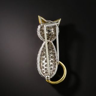 Estate Pavé Diamond Cat Pin