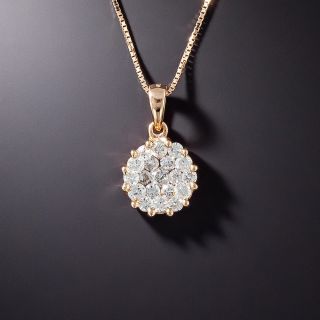 Estate Pave Diamond Circle Pendant - 1