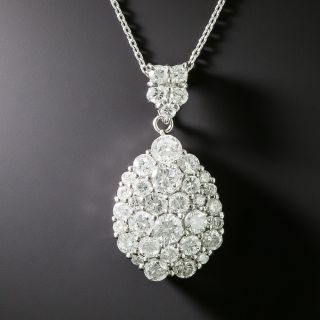Estate Pavé Diamond Drop Pendant - 2