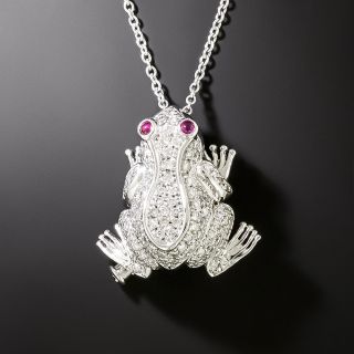 Estate Pavé Diamond Frog Pendant/Brooch - 2