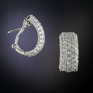 Estate Pavé Diamond Half Hoop Earrings