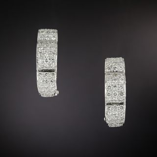 Estate Pavé Diamond Hoop Earrings - 2