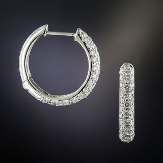 Estate Pavé Diamond Hoop Earrings