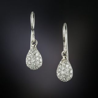 Estate Pave Diamond Teardrop Earrings - 3