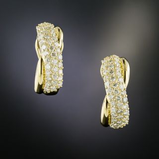 Estate Pavé Diamond Twist Hoop Earrings - 2