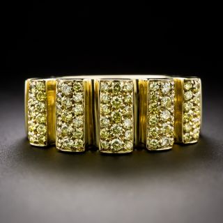 Estate Pavé-Set Canary Diamond Band Ring - 3