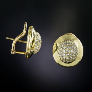 Estate Pavé-Set Diamond Dome Earrings - 1