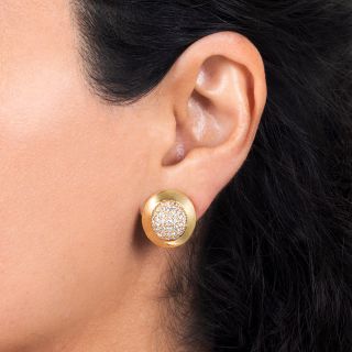 Estate Pavé-Set Diamond Dome Earrings