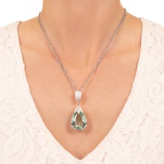 Estate Pear-Shaped 44.00 Carat Aquamarine and Diamond Pendant