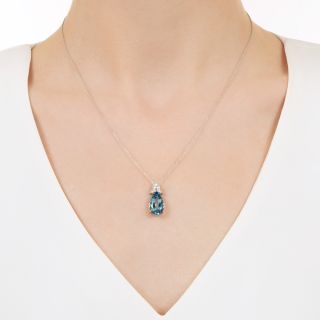 Estate Pear-Shaped Aquamarine And Diamond Pendant