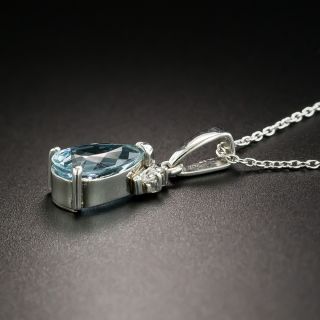 Estate Pear-Shaped Aquamarine and Diamond Pendant