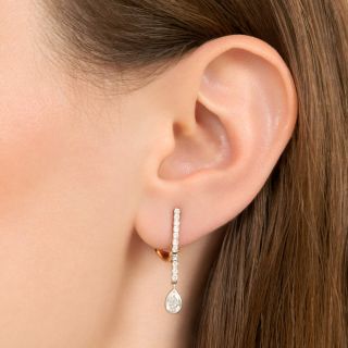 Estate Pear-Shaped Diamond Dangle Earrings
