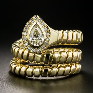 Estate Pear-Shaped Diamond Snake Ring - 2