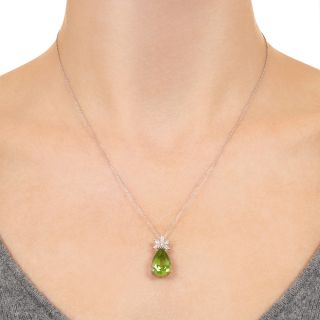 Estate Pear-Shaped Peridot and Diamond Pendant  