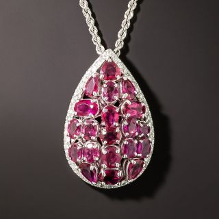 Estate Pear-Shaped Ruby and Diamond Pendant - 3