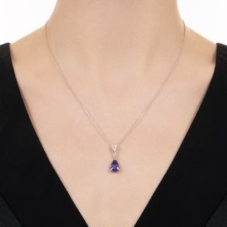Estate Pear-Shaped Tanzanite and Diamond Pendant