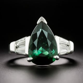 Estate Pear-Shaped Tourmaline and Diamond Ring - 2