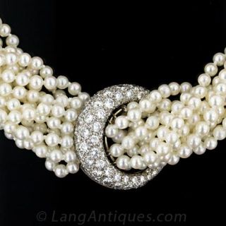 Estate Pearl and Diamond Torsade