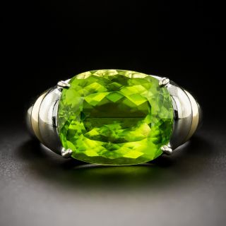 Estate Peridot and Diamond 18K Two-Tone Ring  - 2