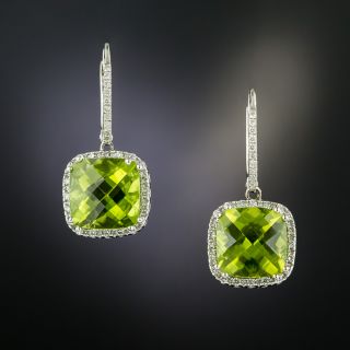 Estate Peridot and Diamond Dangle Earrings - 2
