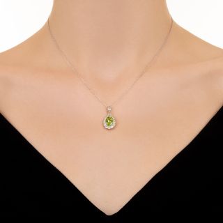 Estate Peridot and Diamond Drop Pendant