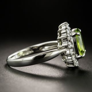 Estate Peridot and Diamond Halo Ring