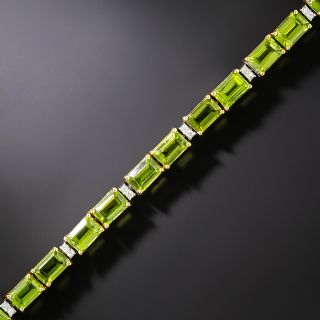 Estate Peridot and Diamond Line Bracelet - 3
