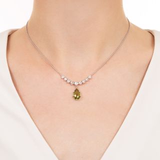 Estate Peridot And Heart-Shaped Diamond Necklace