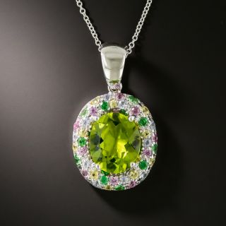 Estate Peridot and Multi-Gemstone Pendant - 2