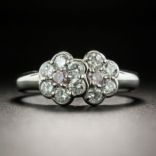Estate Pink and White Diamond Cluster Ring - 2