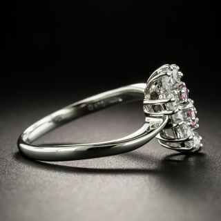 Estate Pink and White Diamond Double Flower Ring