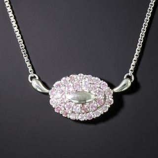 Estate Pink Diamond Cluster Pendant - 2