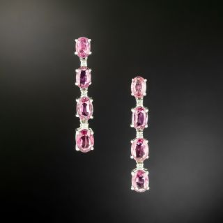 Estate Pink Sapphire and Diamond Dangle Earrings - 2