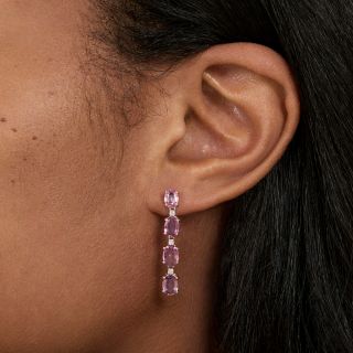 Estate Pink Sapphire and Diamond Dangle Earrings