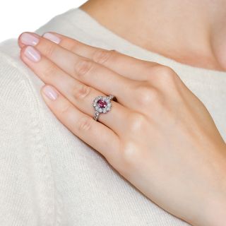 Estate Pink Sapphire and Diamond Halo Ring