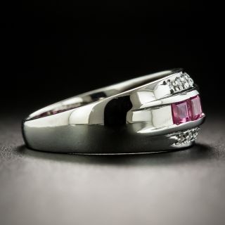 Estate Pink Sapphire and Diamond Three-Row Band Ring