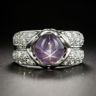 Estate Pink Star Sapphire and Diamond Ring - 1