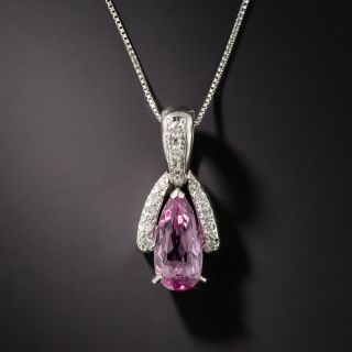 Estate Pink Topaz and Diamond Pendant - 2