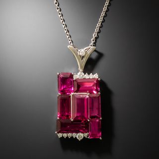 Estate Pink Tourmaline and Diamond Necklace - 2