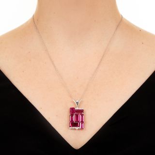 Estate Pink Tourmaline and Diamond Necklace